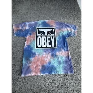 Obey Shirt Mens Small Multicolor Tie Dye Logo Graphic Streetwear Tee Top